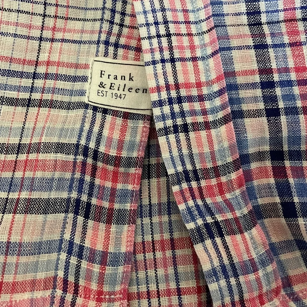 Frank & Eileen Plaid Linen Blouse Top Shirt Size XS Long Sleeve Button Front - Picture 11 of 13